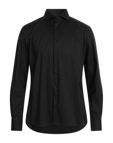 Avignon Man Shirt Black Size 17 ½ Cotton, Elastane