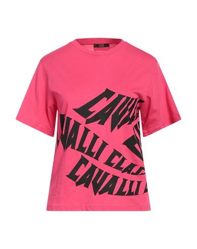 Cavalli Class Woman T-shirt Fuchsia Size L Cotton In Pink