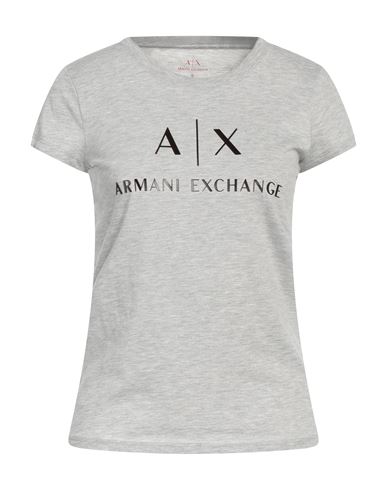 Armani Exchange Woman T-shirt Light Grey Size L Polyester, Cotton