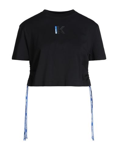 Karl Lagerfeld Jeans Klj Ruched Boxy Sslv Tee Woman T-shirt Black Size Xl Organic Cotton