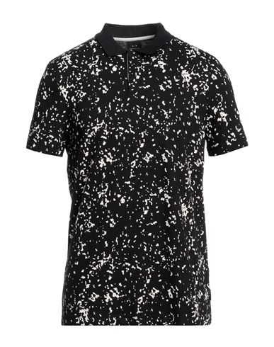 Armani Exchange Man Polo Shirt Black Size M Cotton, Elastane