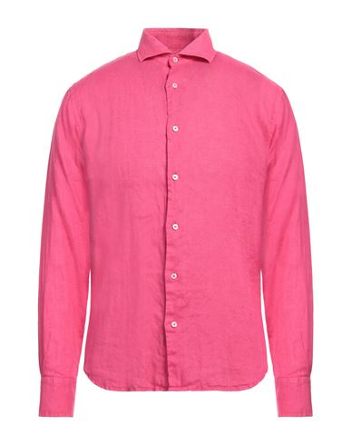Brouback Man Shirt Fuchsia Size 15 Linen In Pink