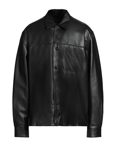 8 By Yoox Leather Single Pocket Oversize Shirt Man Shirt Black Size Xxl Lambskin