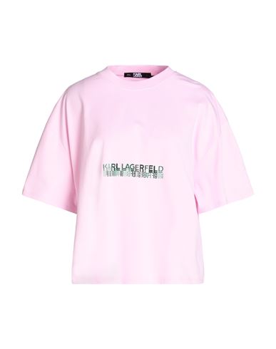 Karl Lagerfeld Seasonal Logo Boxy T-shirt Woman T-shirt Pink Size L Organic Cotton