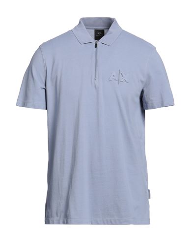 Armani Exchange Man Polo Shirt Light Blue Size L Cotton