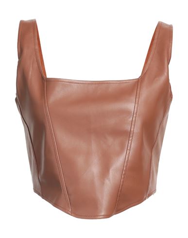 The Lulù Woman Top Brown Size M/l Polyurethane, Polyester In Brown