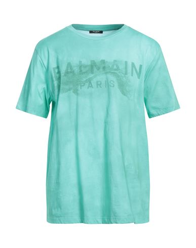 Balmain Man T-shirt Emerald Green Size Xl Cotton