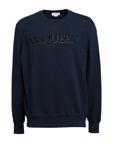 Alexander Mcqueen Man Sweatshirt Navy Blue Size Xl Cotton, Elastane