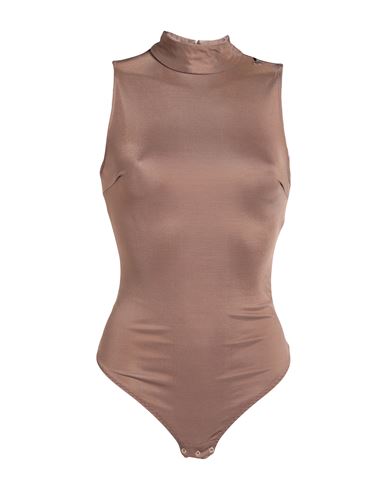 Elisabetta Franchi Woman Bodysuit Light Brown Size 10 Viscose, Elastane In Beige