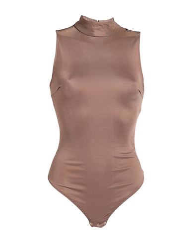 Elisabetta Franchi Woman Bodysuit Light Brown Size 6 Viscose, Elastane In Beige