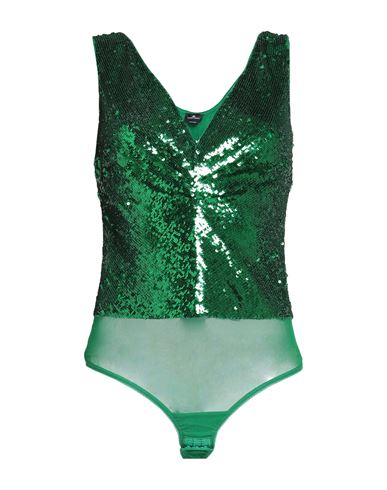 Elisabetta Franchi Woman Top Green Size 10 Polyamide, Elastane, Plastic