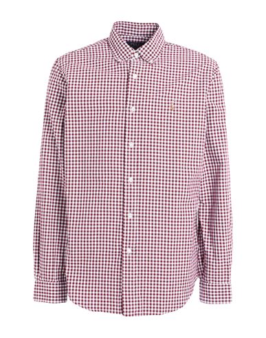 Polo Ralph Lauren Custom Fit Gingham Oxford Shirt Man Shirt Burgundy Size Xxl Cotton In Red
