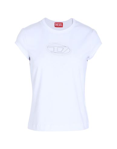 Diesel T-angie Woman T-shirt White Size Xl Cotton, Elastane