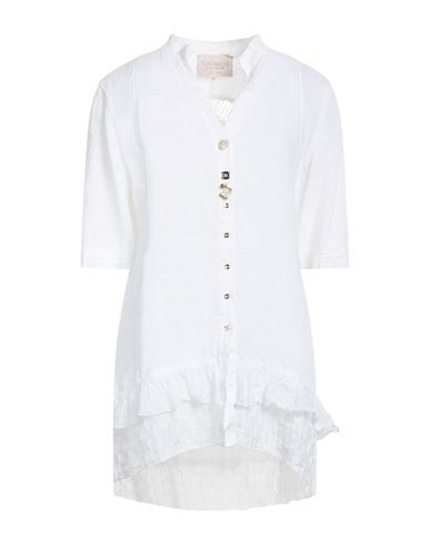 Elisa Cavaletti By Daniela Dallavalle Woman Shirt White Size M Linen, Metallic Fiber, Viscose, Polya