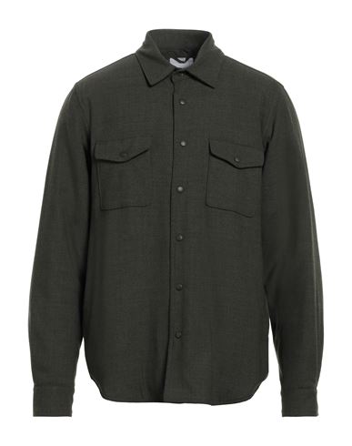 Shop Aspesi Man Shirt Military Green Size Xl Wool, Polyester, Elastane