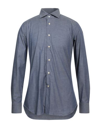 Caliban Man Shirt Navy Blue Size 15 Cotton, Elastane