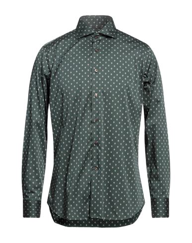 Caliban Man Shirt Dark Green Size 15 ¾ Cotton, Polyamide, Elastane