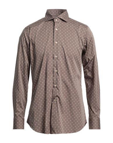 Caliban Man Shirt Khaki Size 15 ½ Cotton, Polyamide, Elastane In Beige
