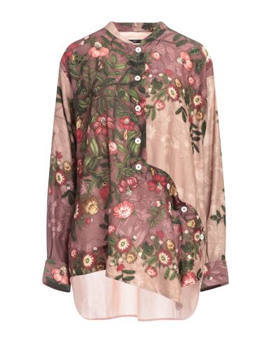 High Woman Shirt Light Brown Size 10 Silk, Cotton, Cashmere In Beige