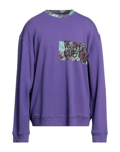Shop Versace Jeans Couture Man Sweatshirt Purple Size M Polyester, Cotton