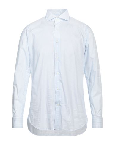 Guglielminotti Man Shirt Azure Size 17 Cotton In Blue