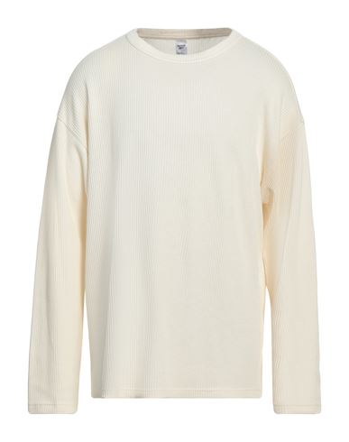 Reebok Man Sweatshirt Ivory Size S Cotton, Recycled Polyester In White