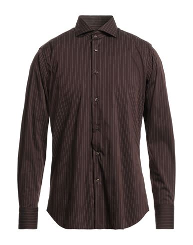 Caliban Man Shirt Cocoa Size 15 ½ Cotton, Polyamide, Elastane In Brown