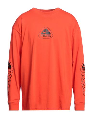 Nike Man T-shirt Orange Size L Polyester, Cotton