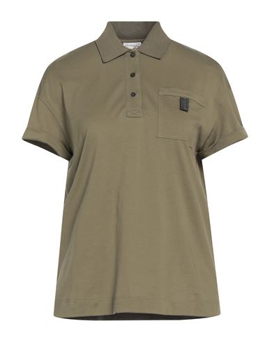 Brunello Cucinelli Woman Polo Shirt Military Green Size 3xl Cotton
