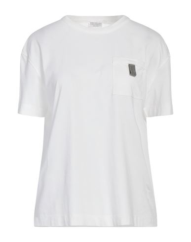 Brunello Cucinelli Woman T-shirt White Size Xl Cotton, Brass