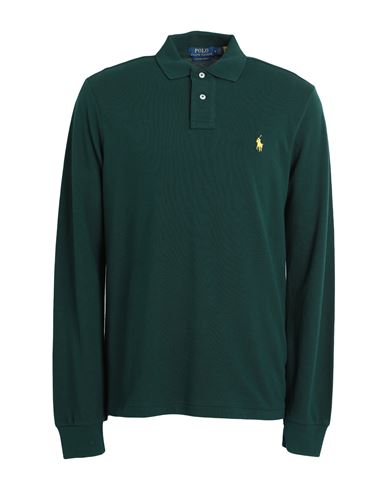 Shop Polo Ralph Lauren Custom Slim Fit Mesh Polo Shirt Man Polo Shirt Dark Green Size L Cotton