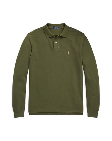 Polo Ralph Lauren Custom Slim Fit Mesh Polo Shirt Man Polo Shirt Military Green Size Xxl Cotton