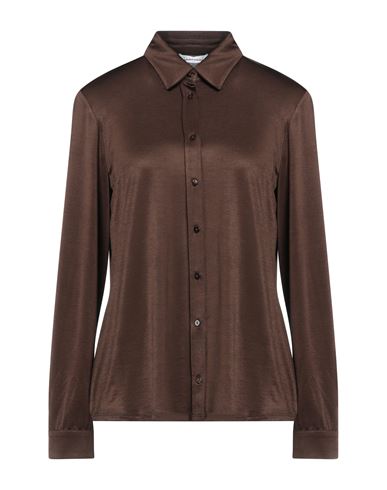 Caractere Caractère Woman Shirt Dark Brown Size L Acetate, Elastane