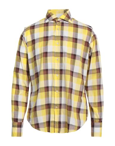 Tintoria Mattei 954 Man Shirt Yellow Size 15 ½ Cotton