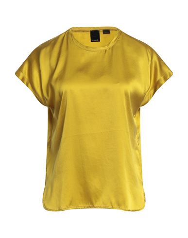 Pinko Woman Top Mustard Size 2 Silk, Elastane In Yellow