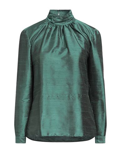 Caliban Woman Blouse Emerald Green Size 10 Silk