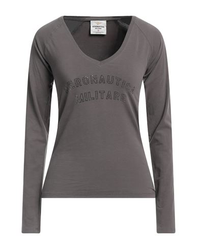 Aeronautica Militare Woman T-shirt Grey Size S Cotton, Elastane