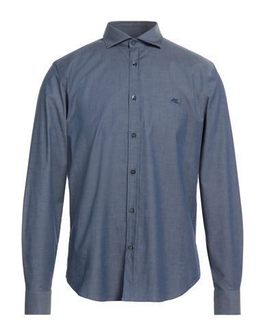 Shop Etro Man Shirt Blue Size 15 ½ Cotton, Elastane