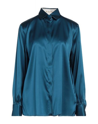 Le Sarte Pettegole Woman Shirt Deep Jade Size 8 Silk, Elastane In Blue
