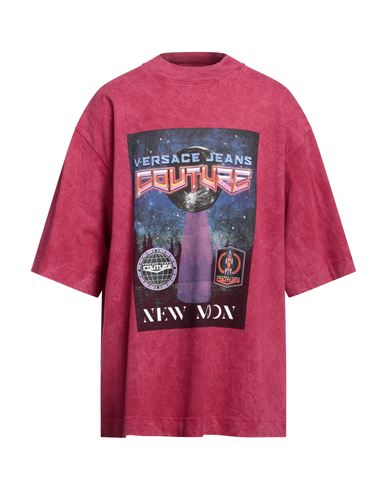 Versace Jeans Couture Man T-shirt Garnet Size L Cotton In Red