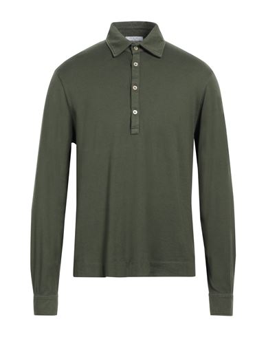 Boglioli Man Polo Shirt Military Green Size L Cotton, Cashmere