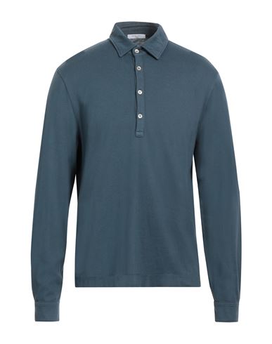 Boglioli Man Polo Shirt Slate Blue Size L Cotton, Cashmere