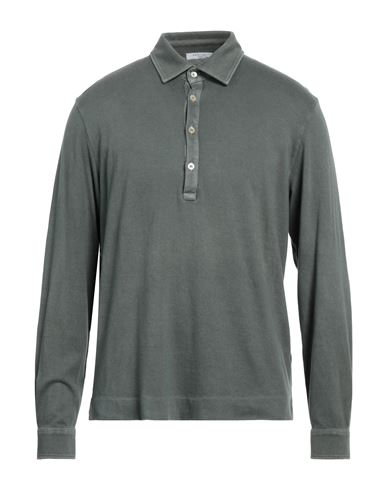 Boglioli Man Polo Shirt Lead Size M Cotton, Cashmere In Sage Green