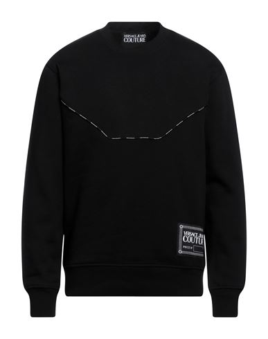 Versace Jeans Couture Man Sweatshirt Black Size Xs Cotton, Elastane