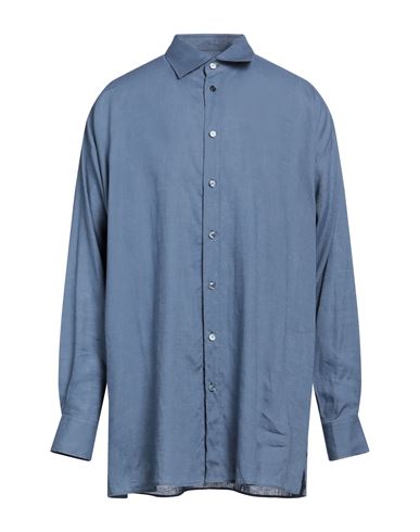 Dolce & Gabbana Man Shirt Slate Blue Size 16 Linen