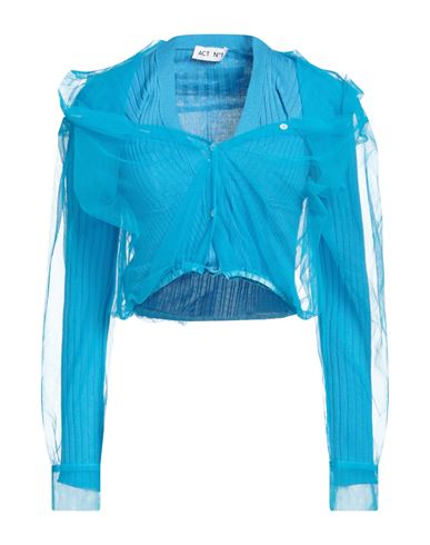 Act N°1 Woman Shirt Turquoise Size 6 Polyamide, Wool In Blue