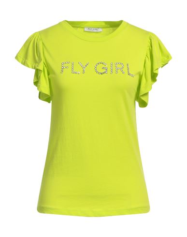 Fly Girl Woman T-shirt Acid Green Size L Cotton