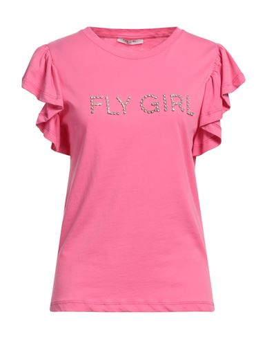 Fly Girl Woman T-shirt Fuchsia Size Xl Cotton In Pink