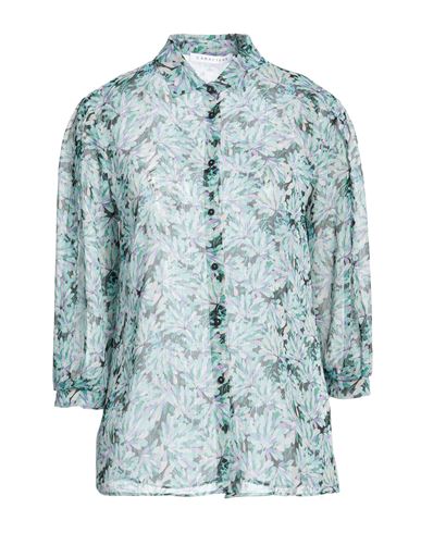 Caractere Caractère Woman Shirt Turquoise Size 10 Polyester, Metallic Fiber In Blue