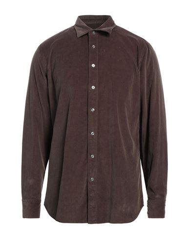 Lardini Man Shirt Dark Brown Size 17 Cotton